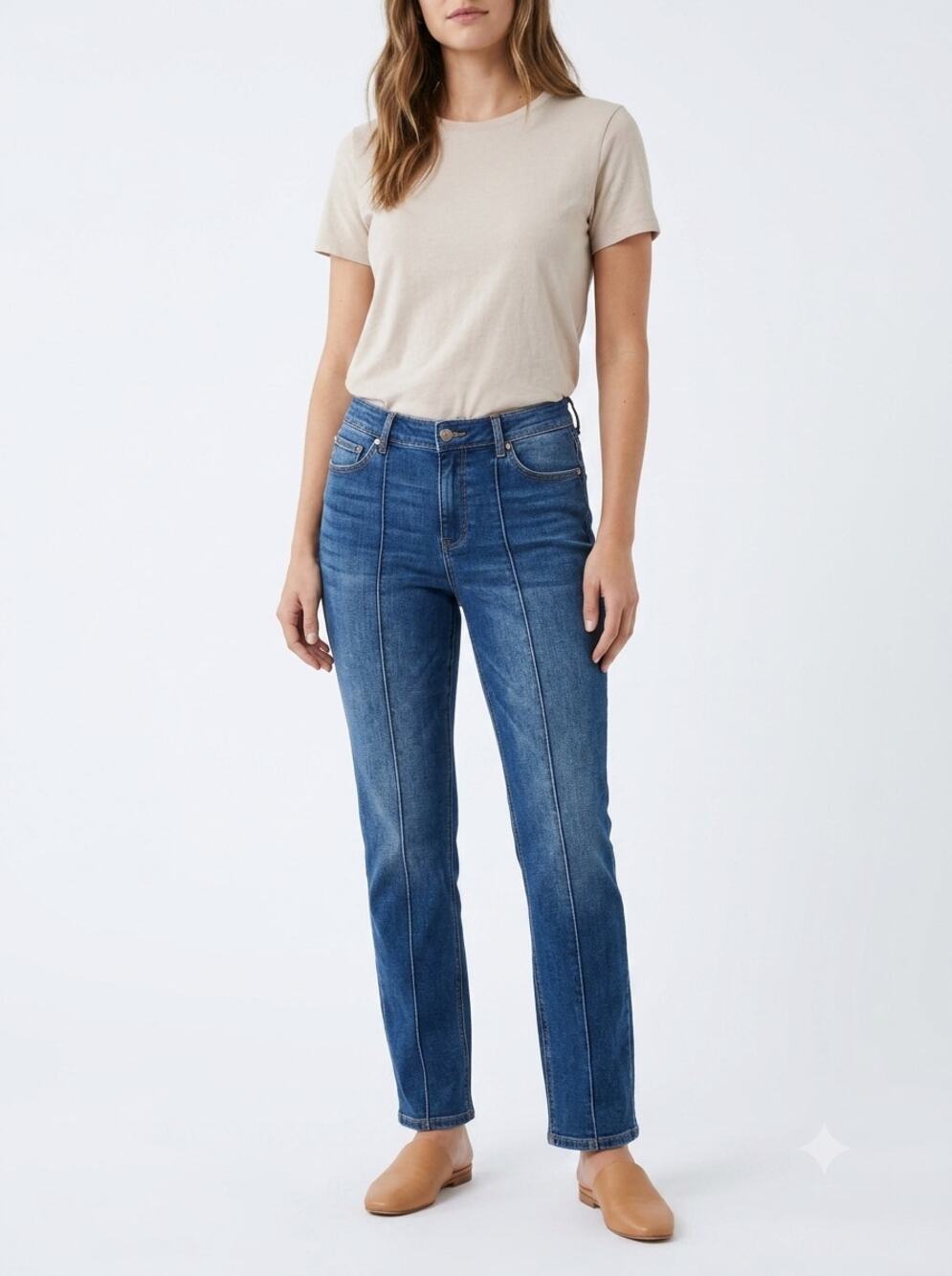 Judy Blue Straight Fit Jeans Womens 16W Blue Stretch Denim Front Seam 5-Pocket